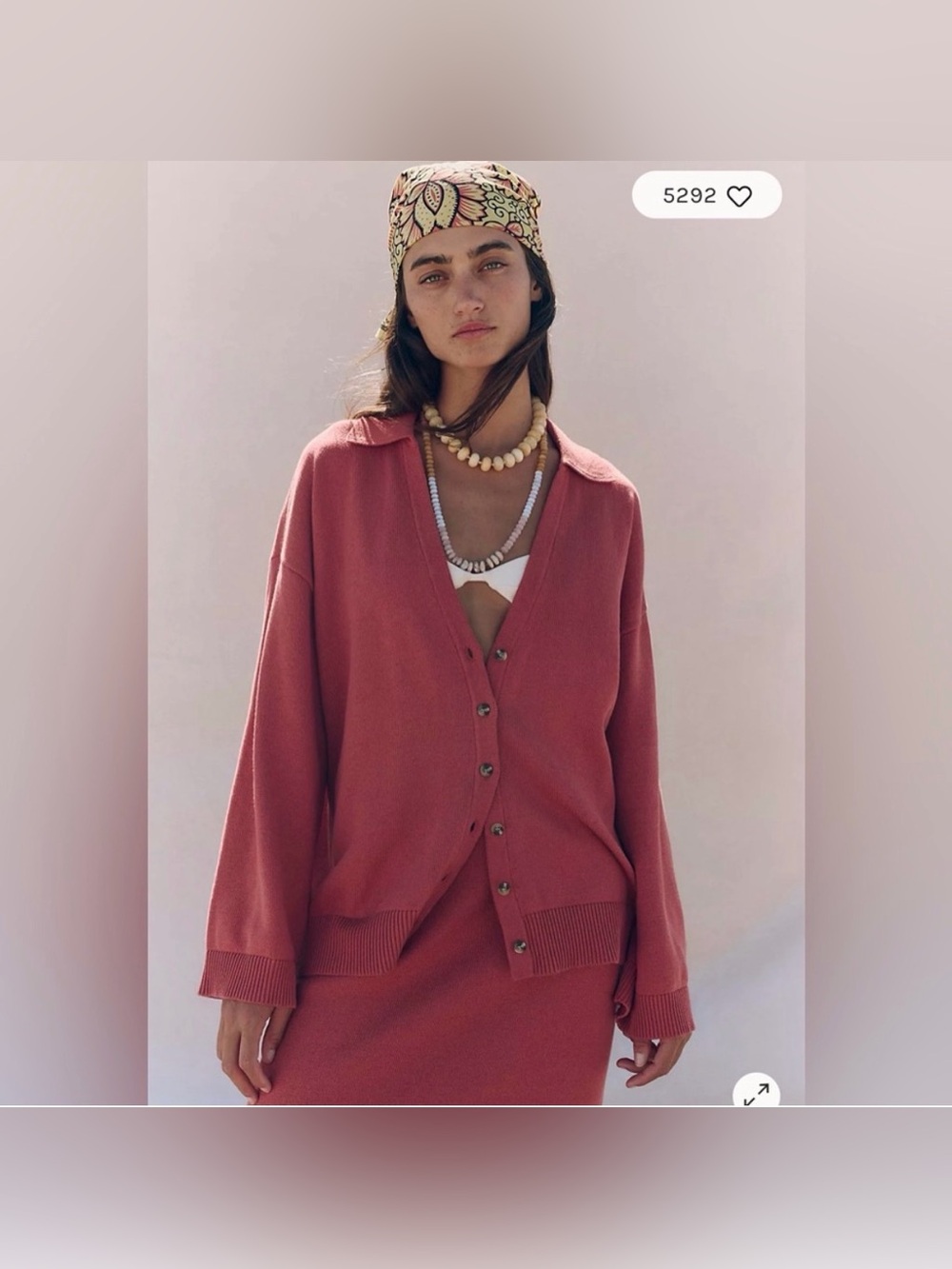 Free People Free Est Gwenna Sweater Cardigan Skirt Set / Rodeo Red Cognac NWT